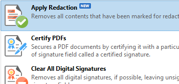 Apply Redaction Tool/Action Added to the Software